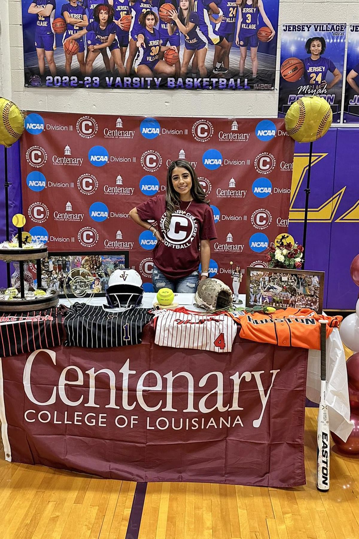 Jersey Village High School senior Alexis Sanchez signed a letter of intent to play softball at Centenary College.